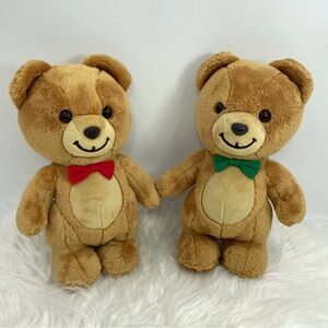 Gund Kraft Peanut Butter Bear Red Green Bow Set of 2